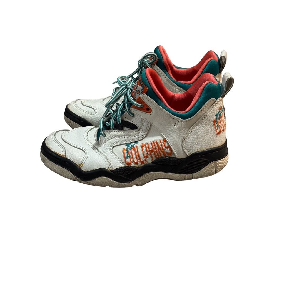 Team‎ NFL Miami Dolphins Nickel Mid Vintage Sneakers Size 4.5 White Teal Orange